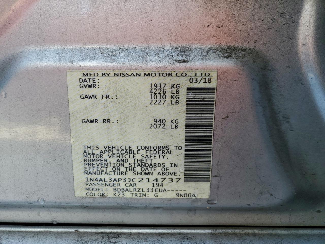 2018 NISSAN ALTIMA 2.5 photo 25