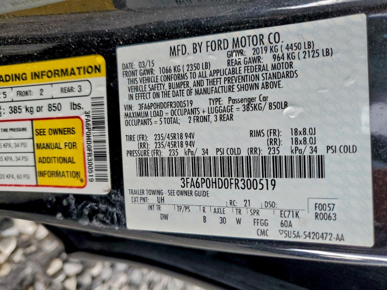 2015 FORD FUSION SE photo 23