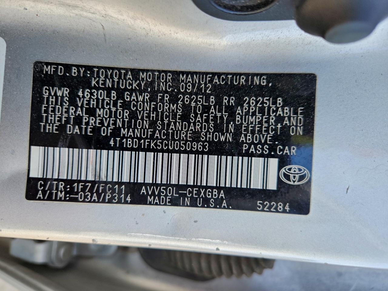2012 TOYOTA CAMRY HYBRID photo 12