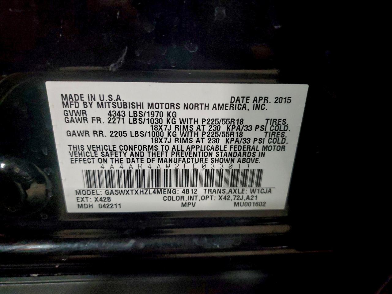 2015 MITSUBISHI OUTLANDER SPORT SE photo 25