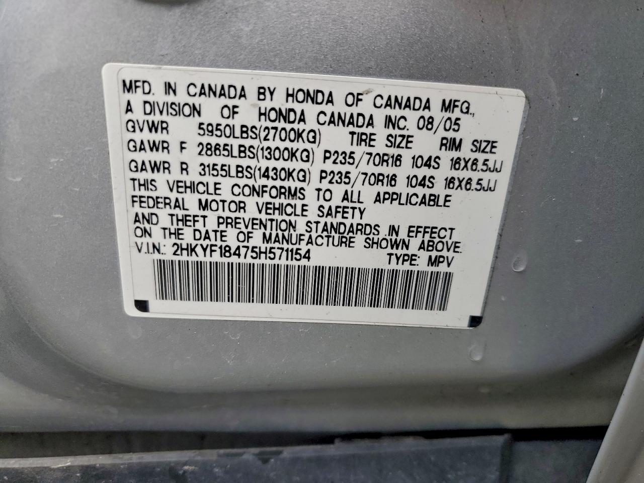 2005 HONDA PILOT photo 13