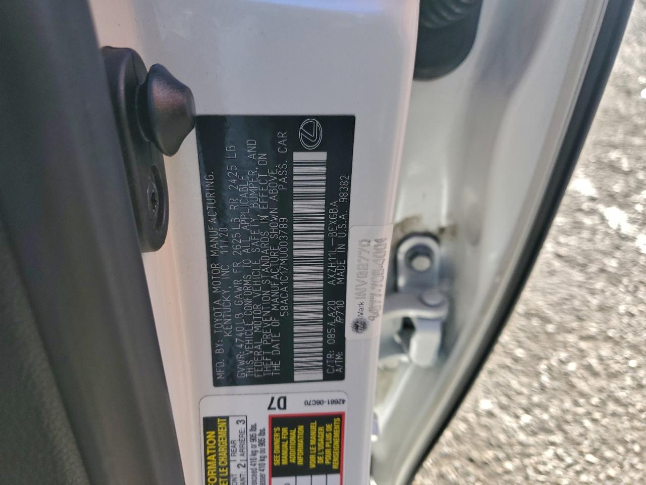 2021 LEXUS ES 300H BASE photo 12