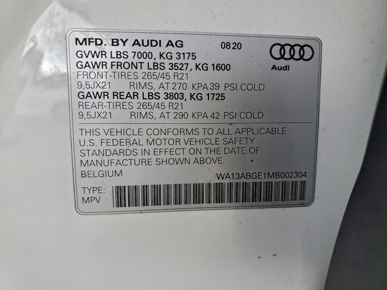 2021 AUDI E-TRON SPORTBACK PRESTIGE photo 12