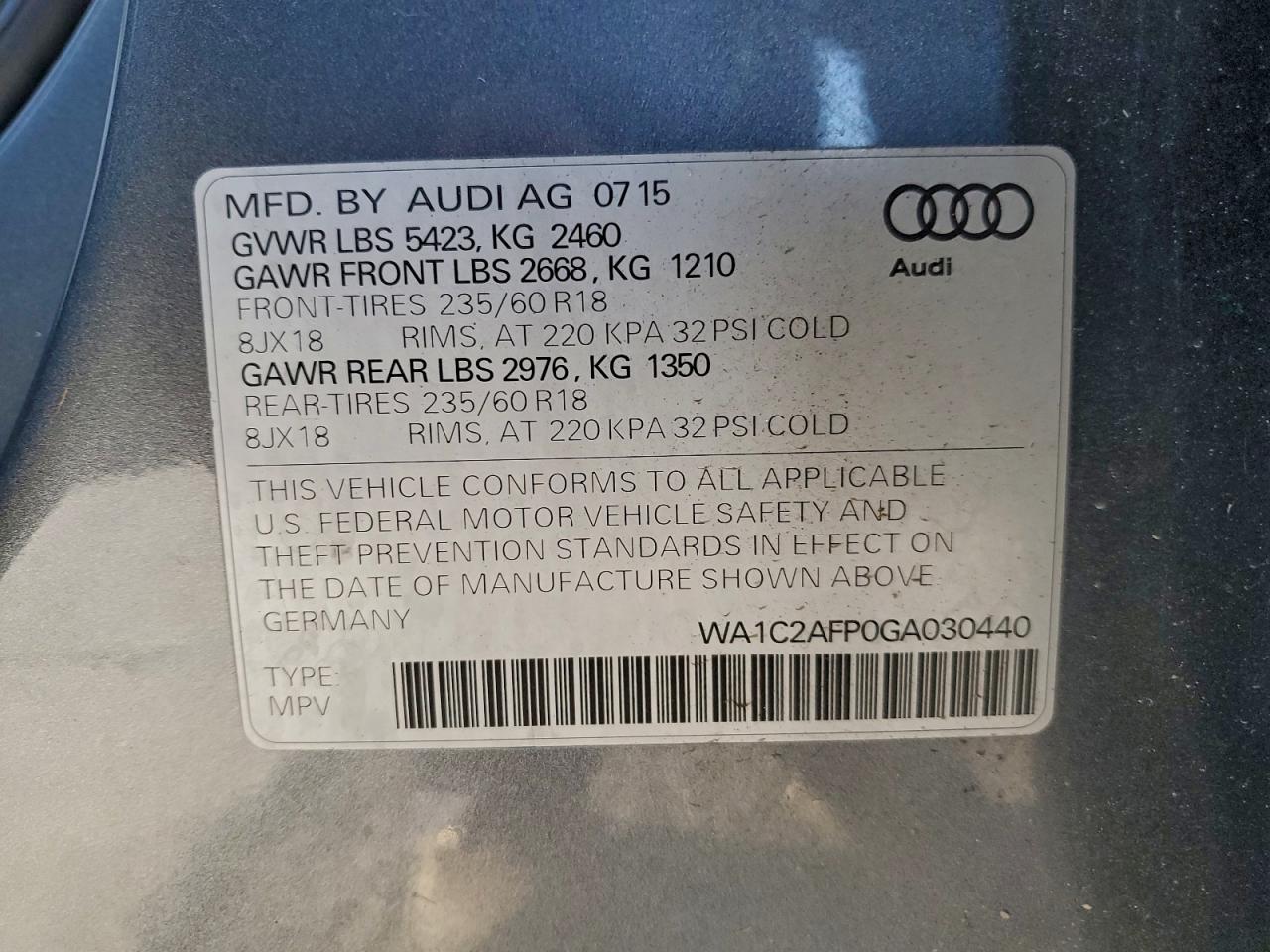 2016 AUDI Q5 PREMIUM photo 12