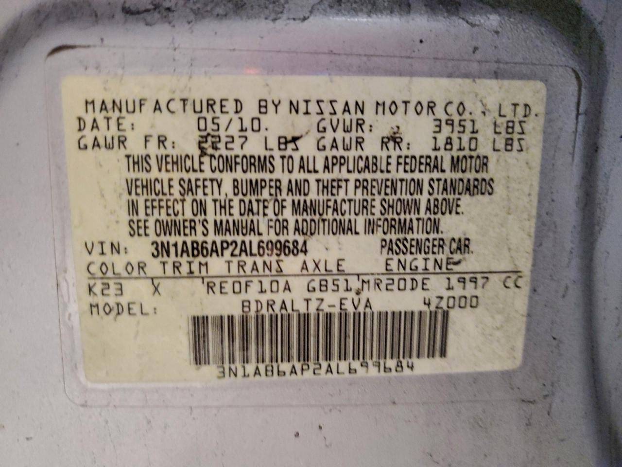 2010 NISSAN SENTRA 2.0 photo 37