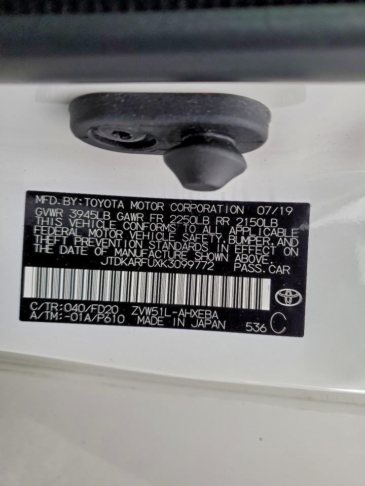2019 TOYOTA PRIUS photo 12