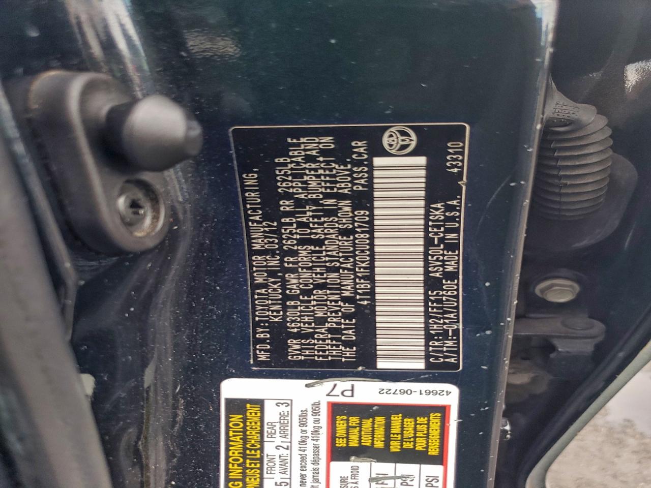 2012 TOYOTA CAMRY photo 23