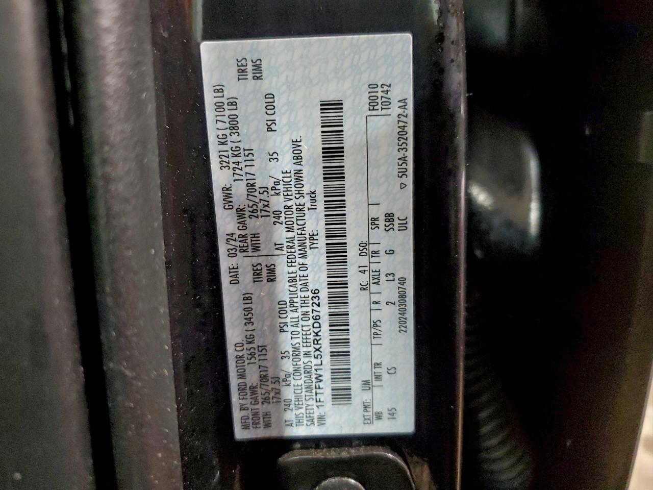 2024 FORD F150 XL photo 12