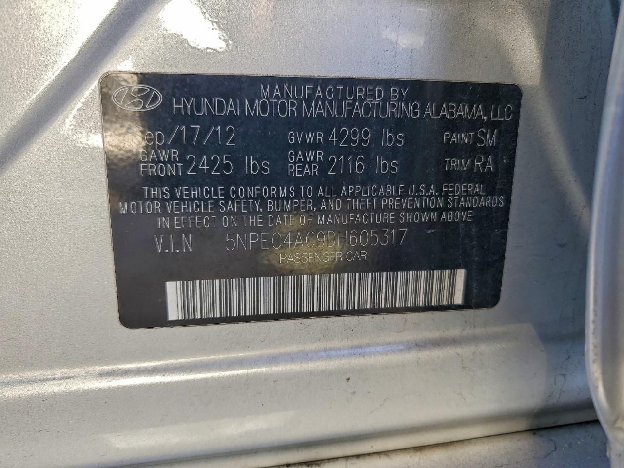 2013 HYUNDAI SONATA SE photo 12
