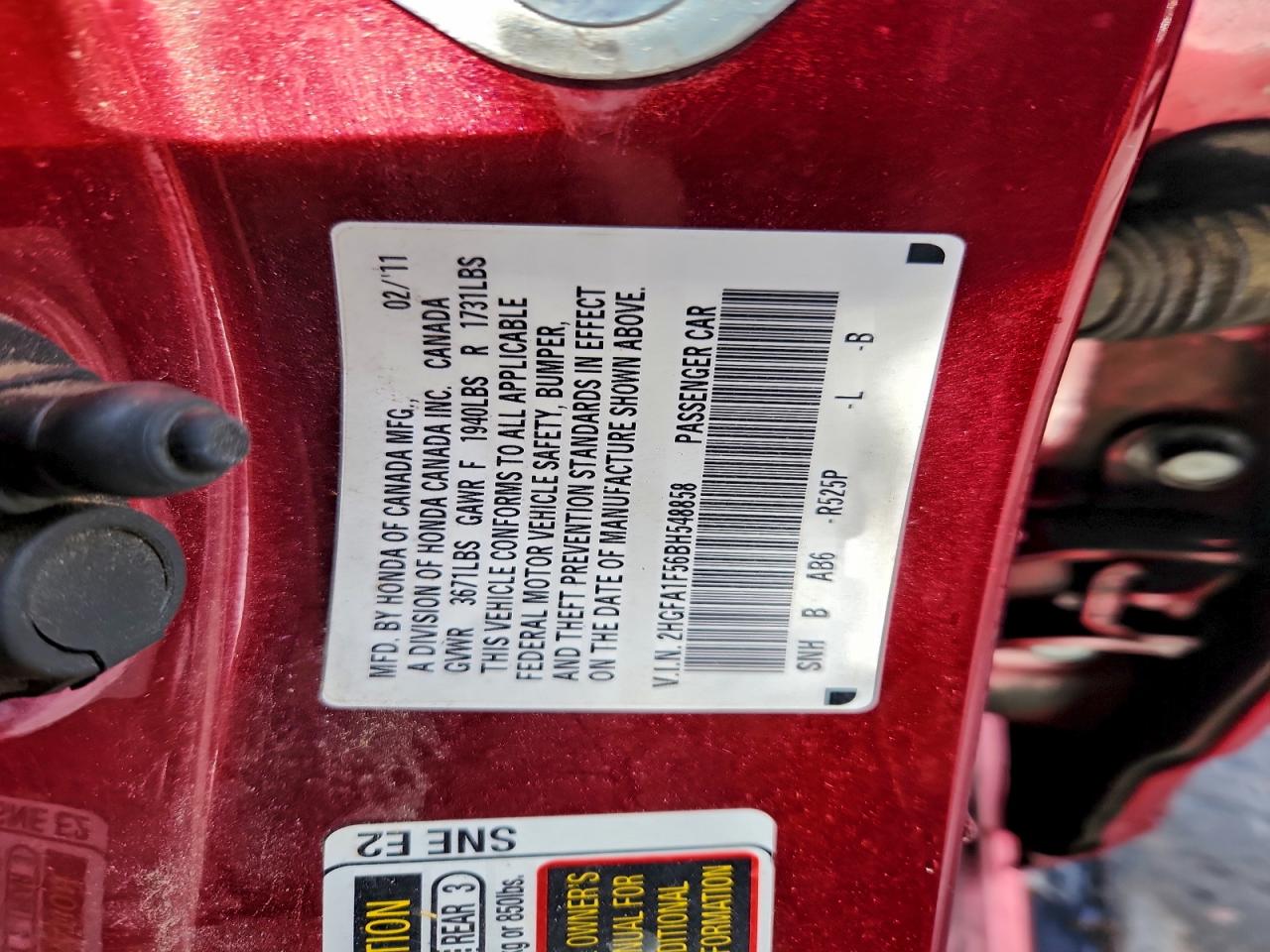 2011 HONDA CIVIC LX photo 23