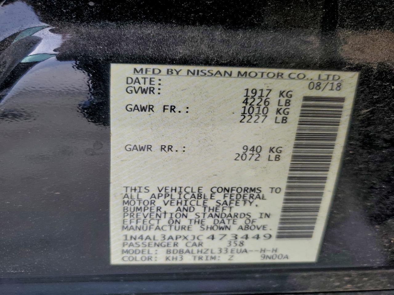 2018 NISSAN ALTIMA 2.5 photo 13