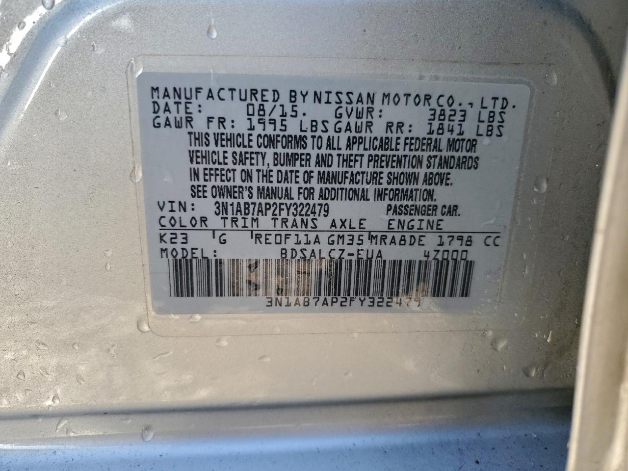 2015 NISSAN SENTRA S photo 12