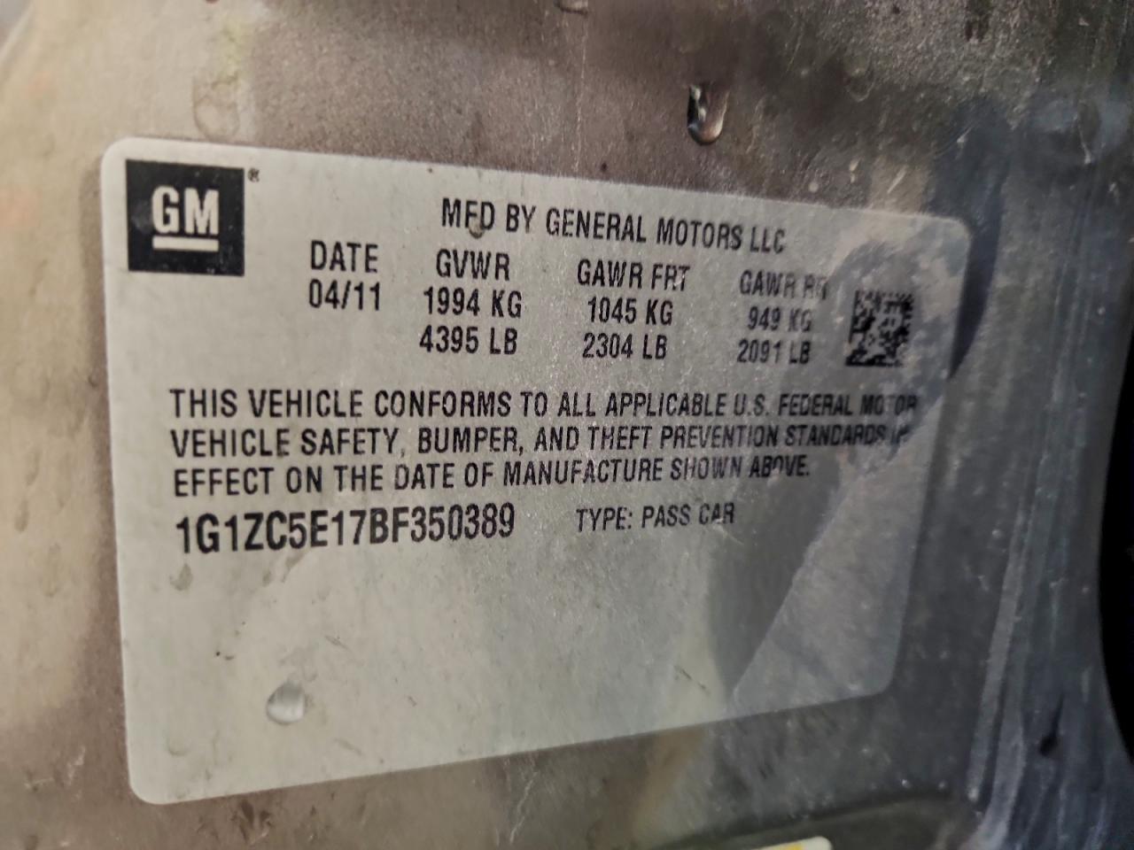 2011 CHEVROLET MALIBU 1LT photo 12