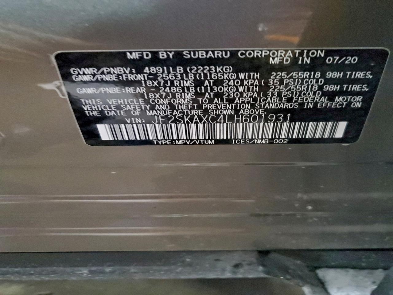 2020 SUBARU FORESTER TOURING photo 12
