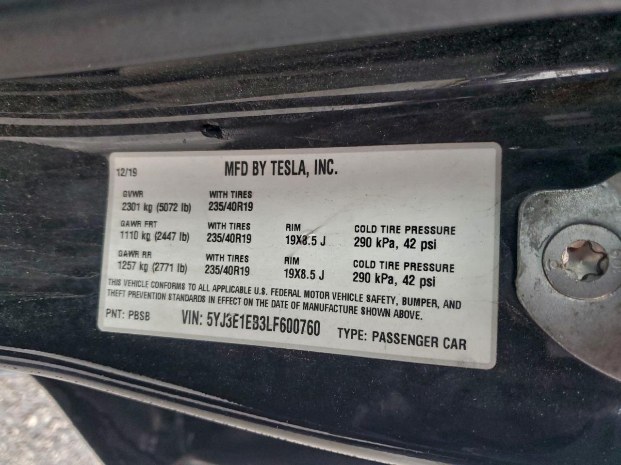 2020 TESLA MODEL 3 photo 12