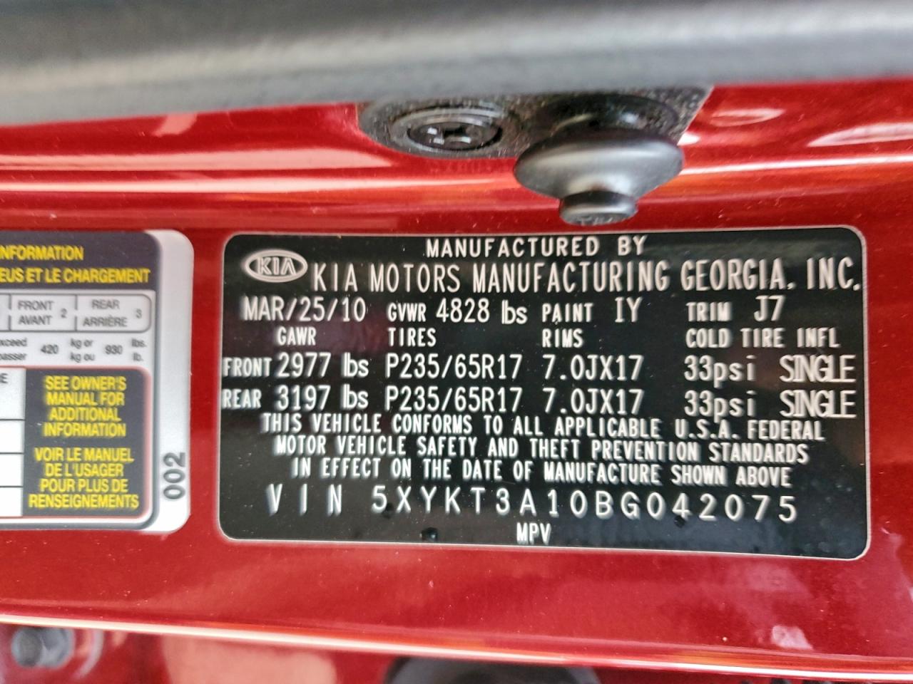 2011 KIA SORENTO photo 25