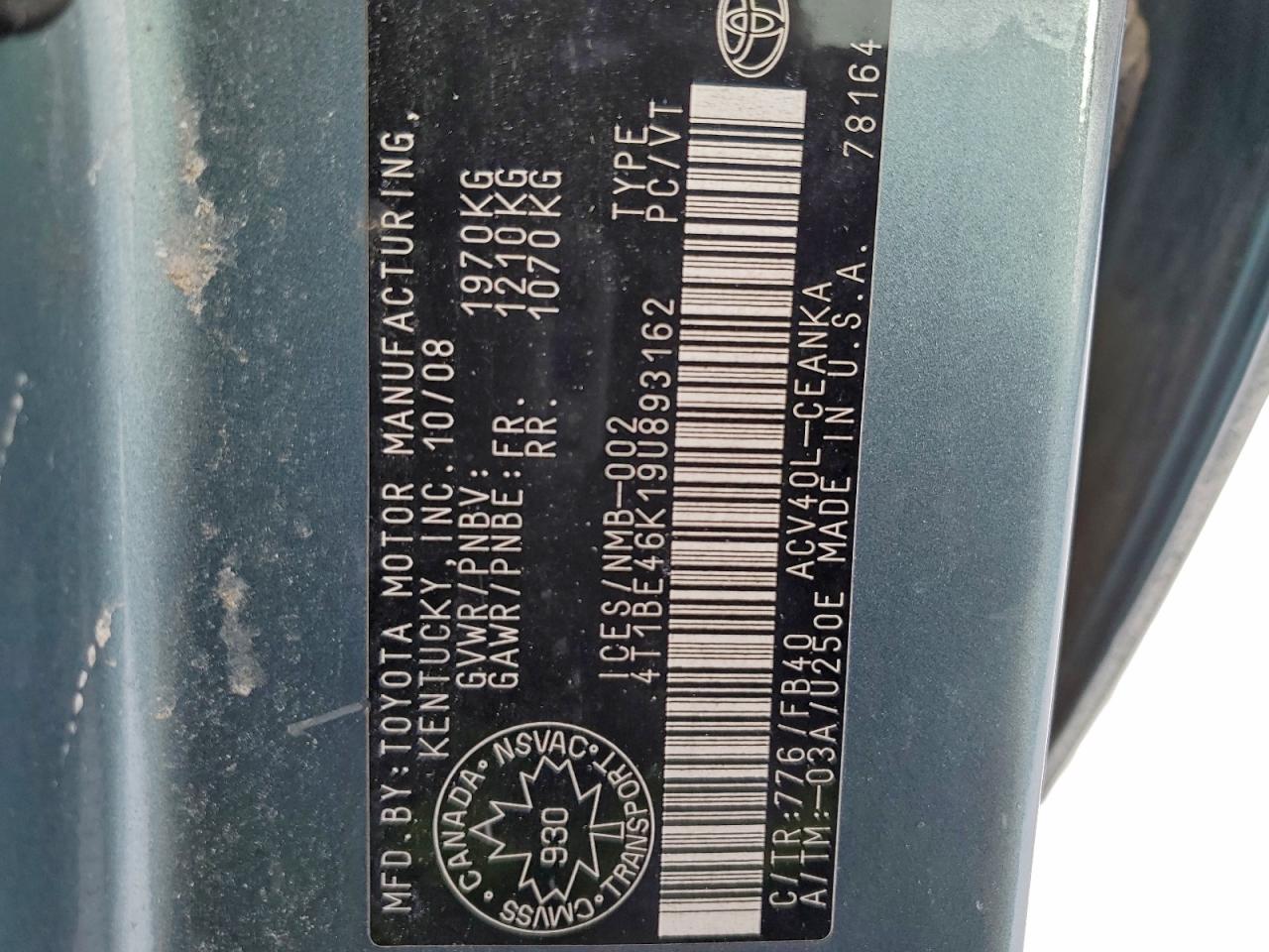 2009 TOYOTA CAMRY BASE photo 13