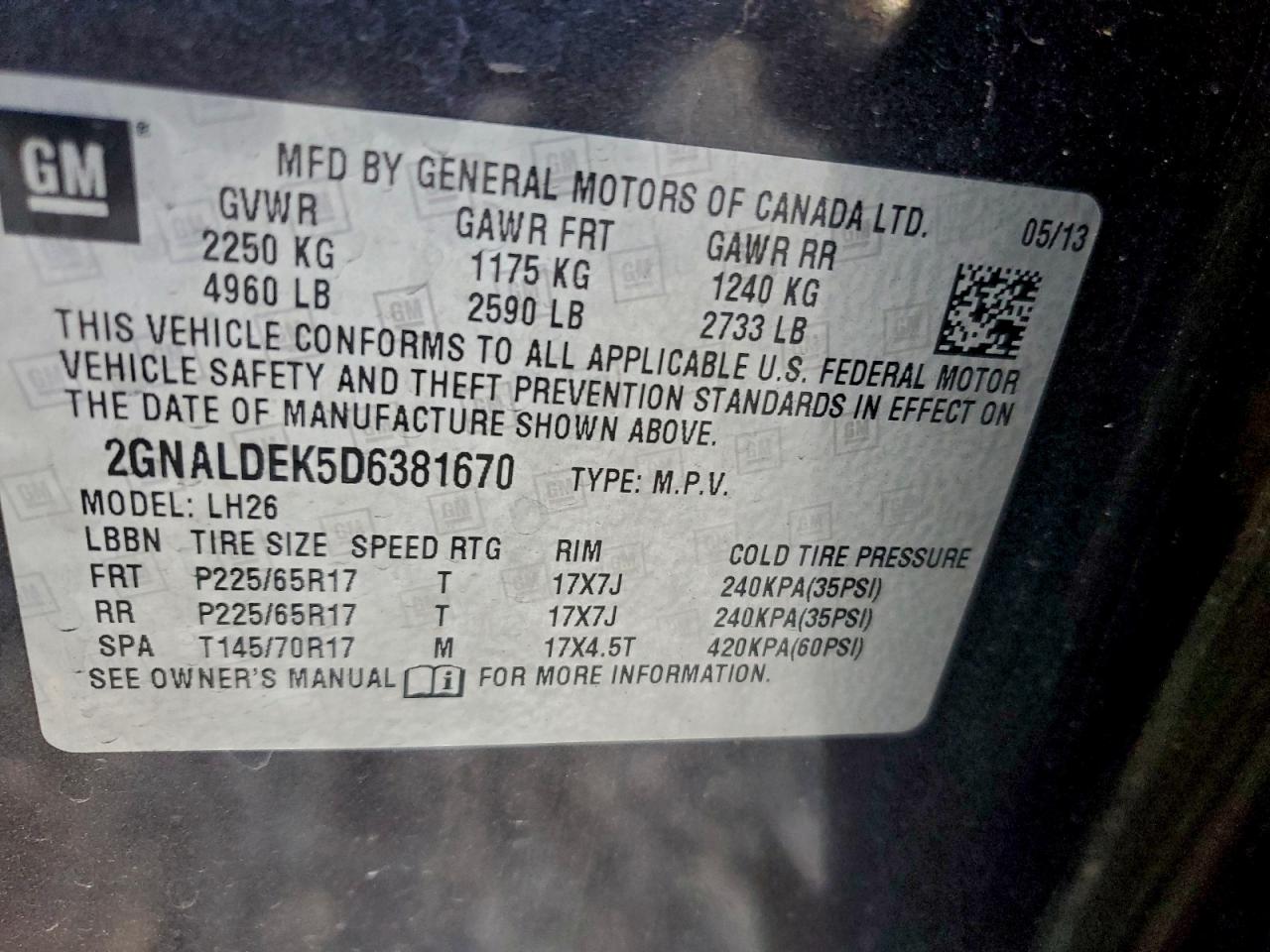 2013 CHEVROLET EQUINOX LT photo 13