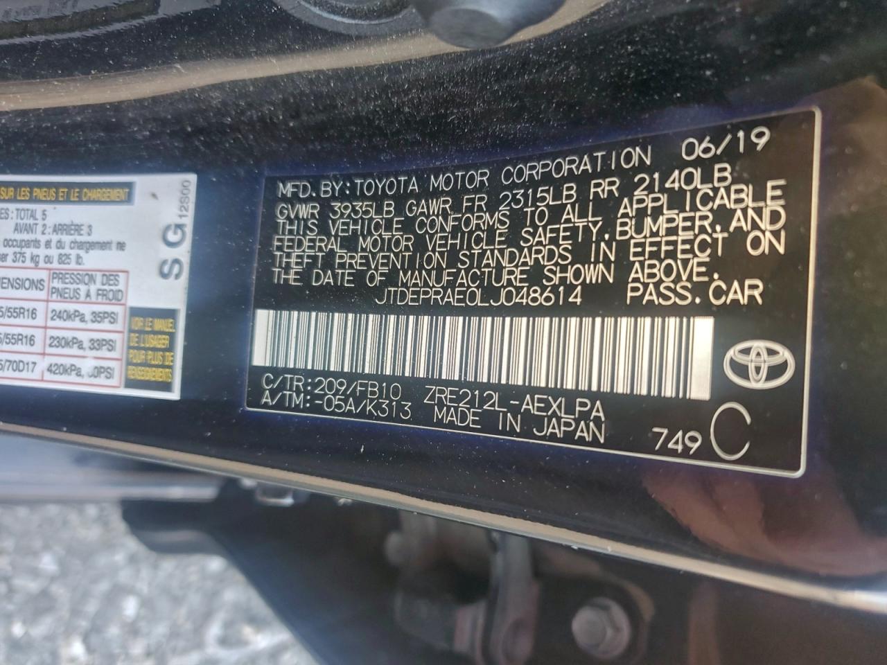 2020 TOYOTA COROLLA LE photo 23