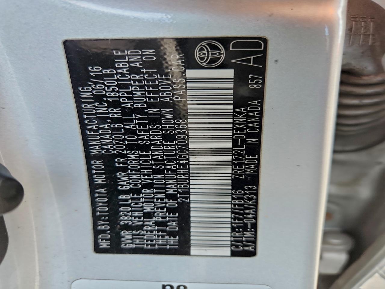 2016 TOYOTA COROLLA L photo 25