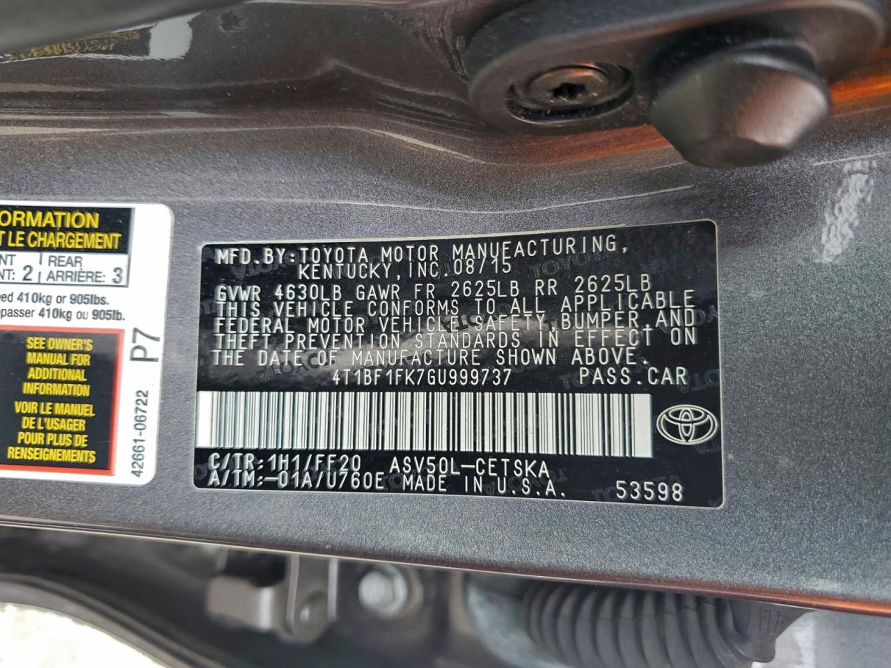 2016 TOYOTA CAMRY LE photo 34