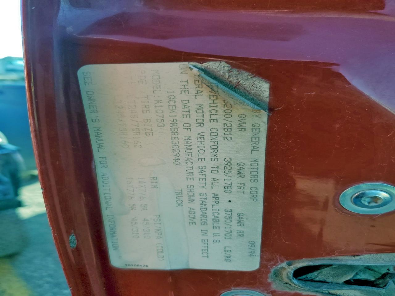 1994 CHEVROLET GMT-400 K1500 photo 12
