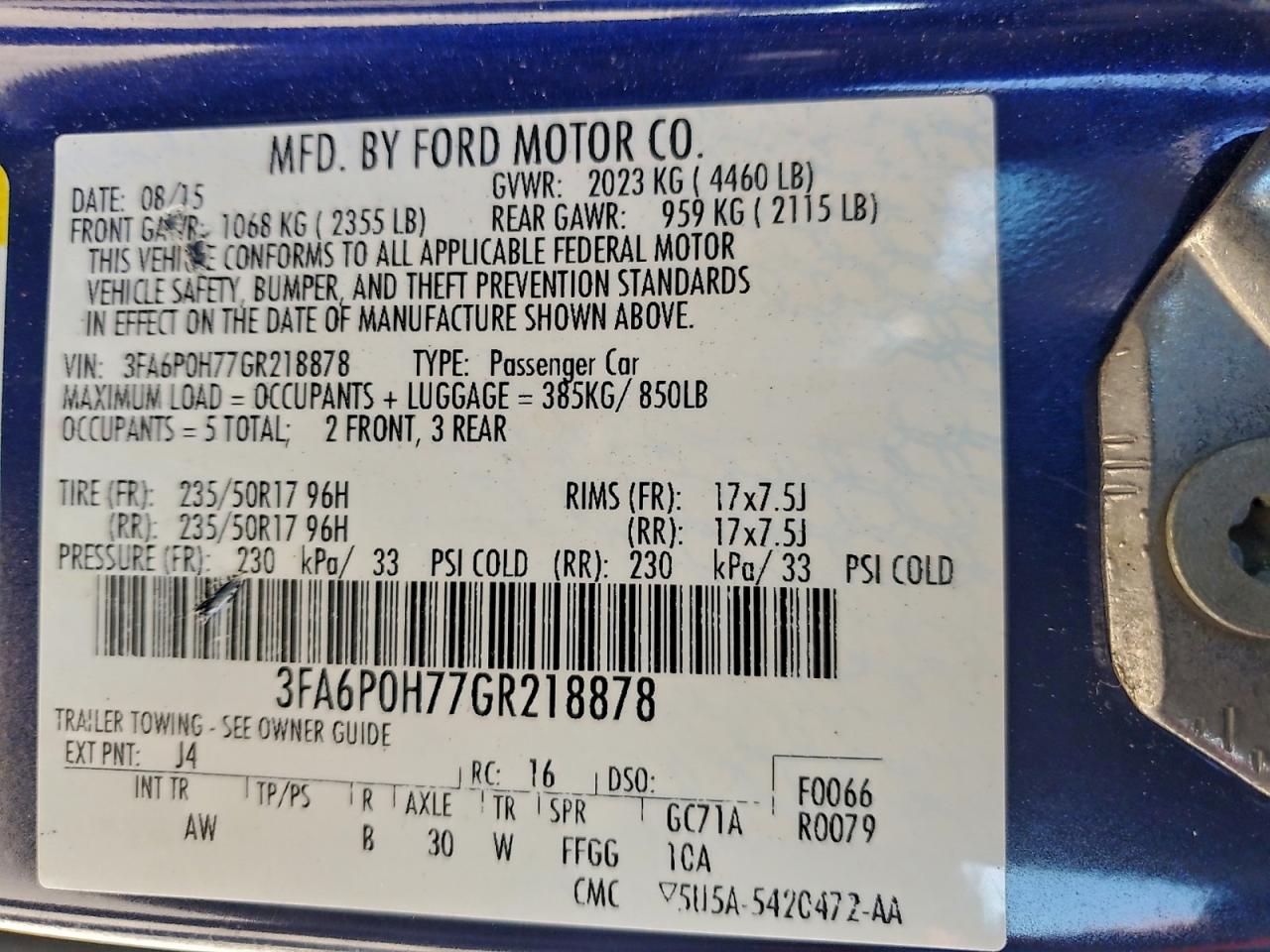 2016 FORD FUSION SE photo 34