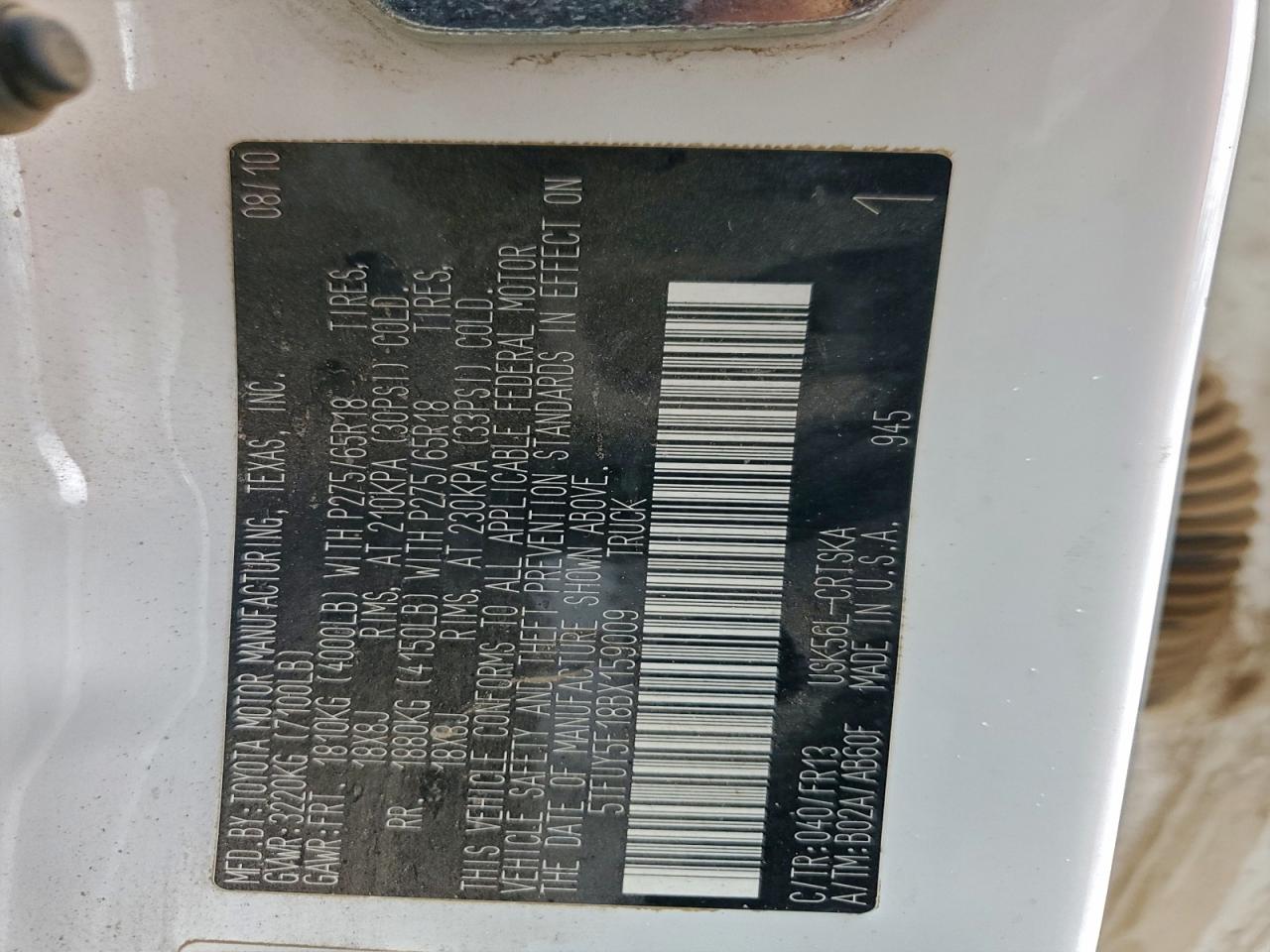 2011 TOYOTA TUNDRA GRADE photo 12