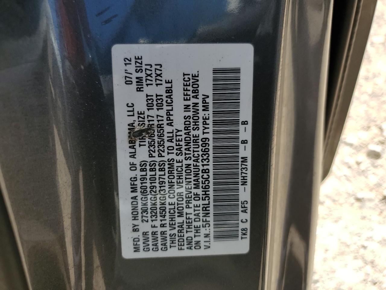 2012 HONDA ODYSSEY EXL photo 25