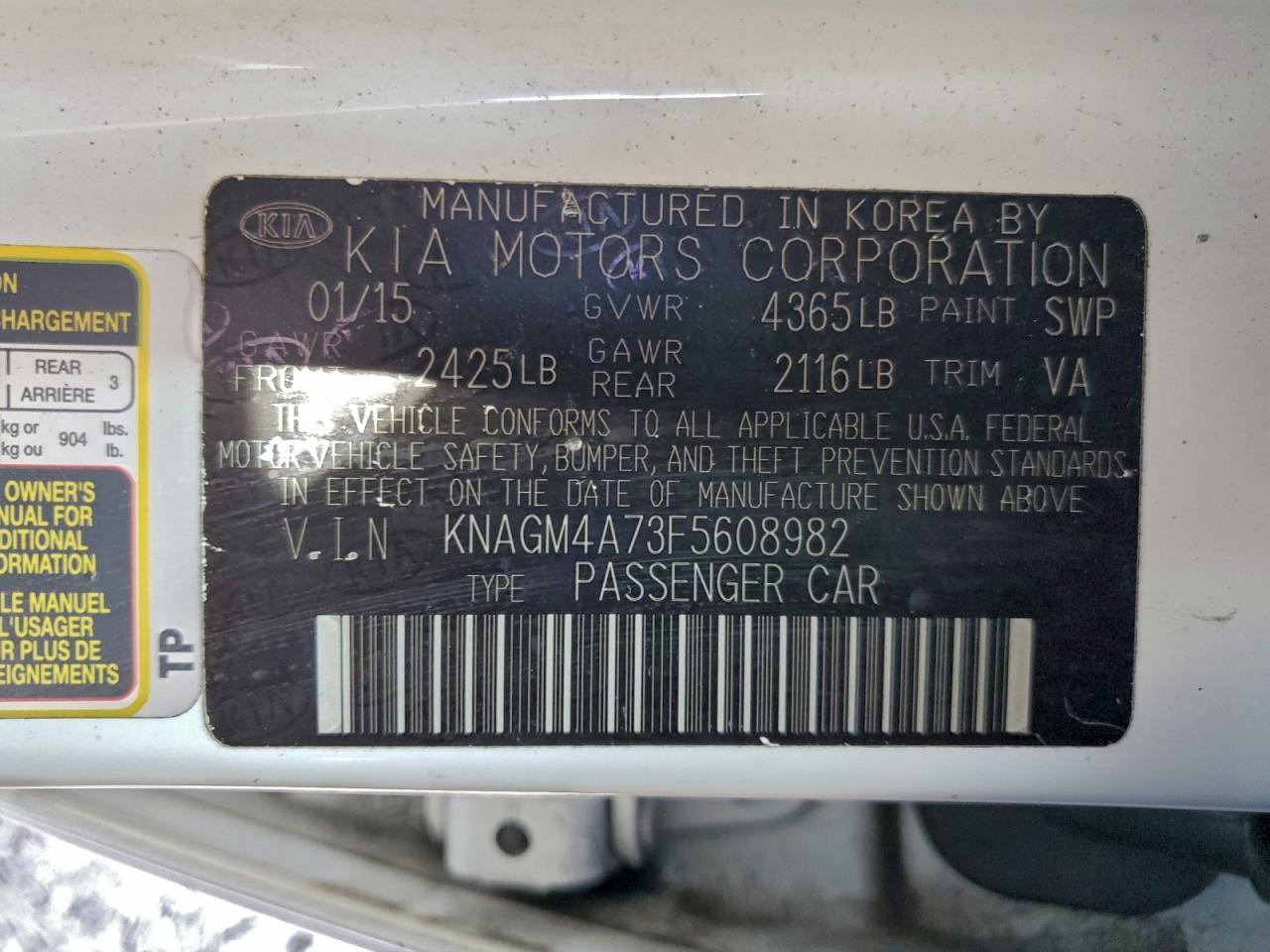 2015 KIA OPTIMA LX photo 12