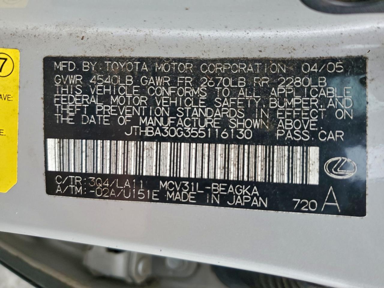 2005 LEXUS ES 330 photo 23