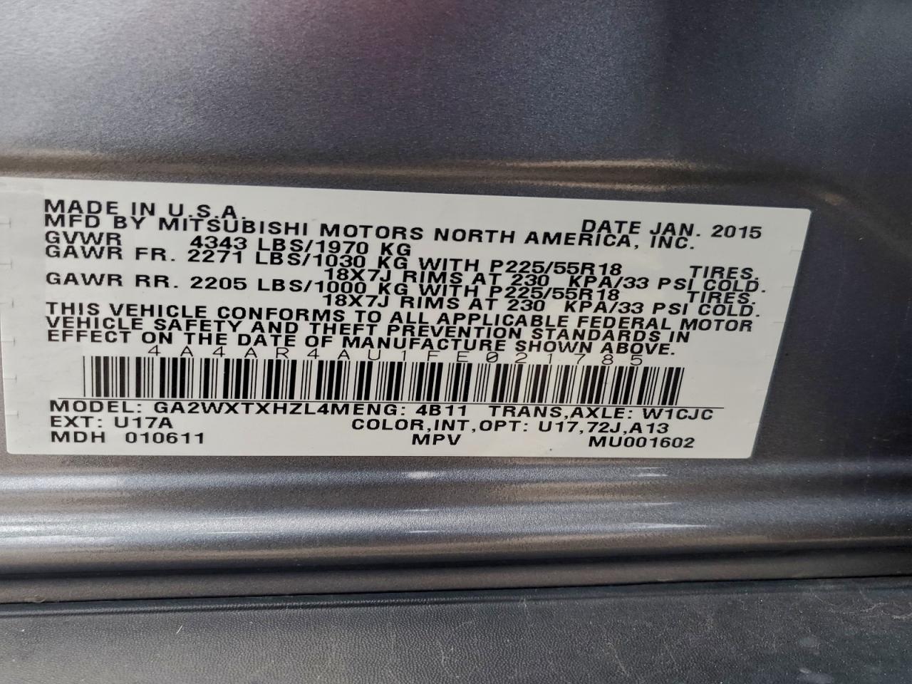 2015 MITSUBISHI OUTLANDER SPORT SE photo 40