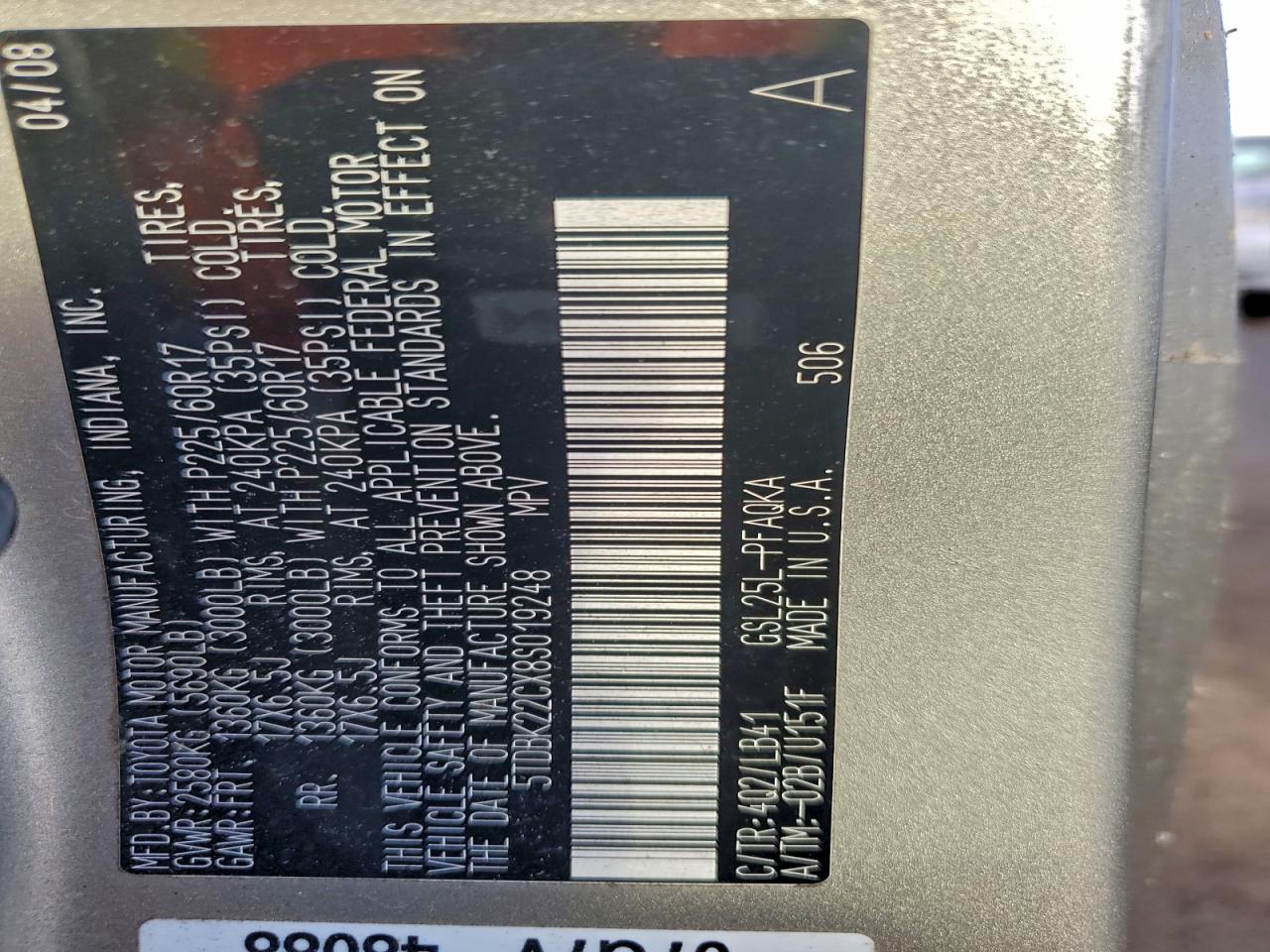 2008 TOYOTA SIENNA XLE photo 13
