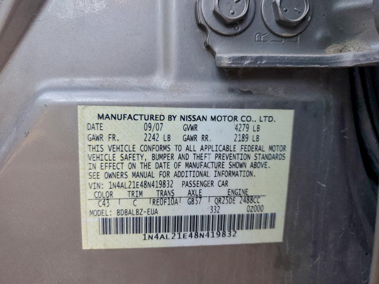 2008 NISSAN ALTIMA 2.5 photo 12