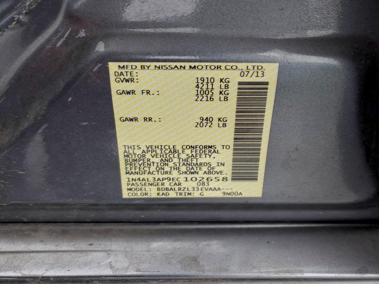 2014 NISSAN ALTIMA 2.5 photo 12