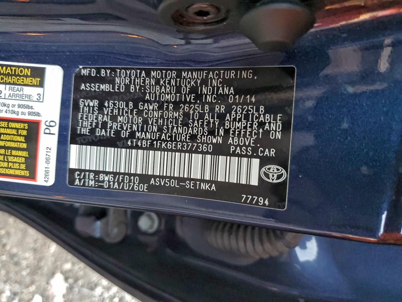 2014 TOYOTA CAMRY L photo 25