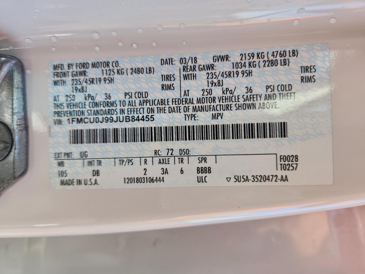 2018 FORD ESCAPE TITANIUM photo 12