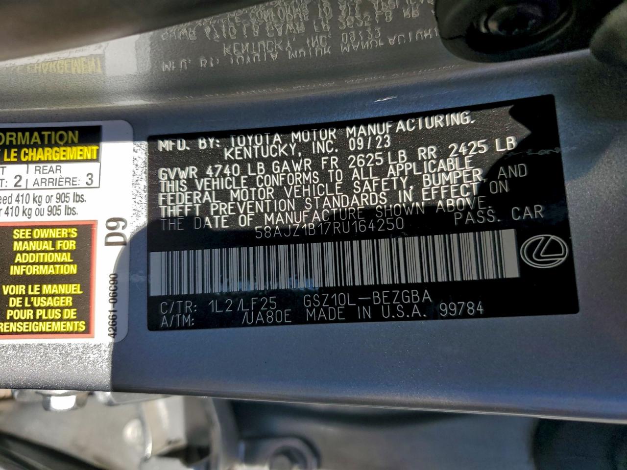 2024 LEXUS ES 350 F SPORT HANDLING photo 23