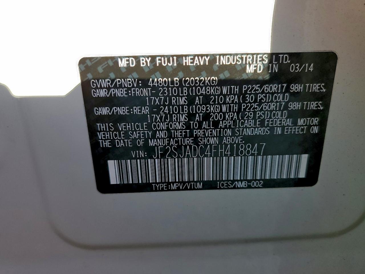 2015 SUBARU FORESTER 2.5I PREMIUM photo 13