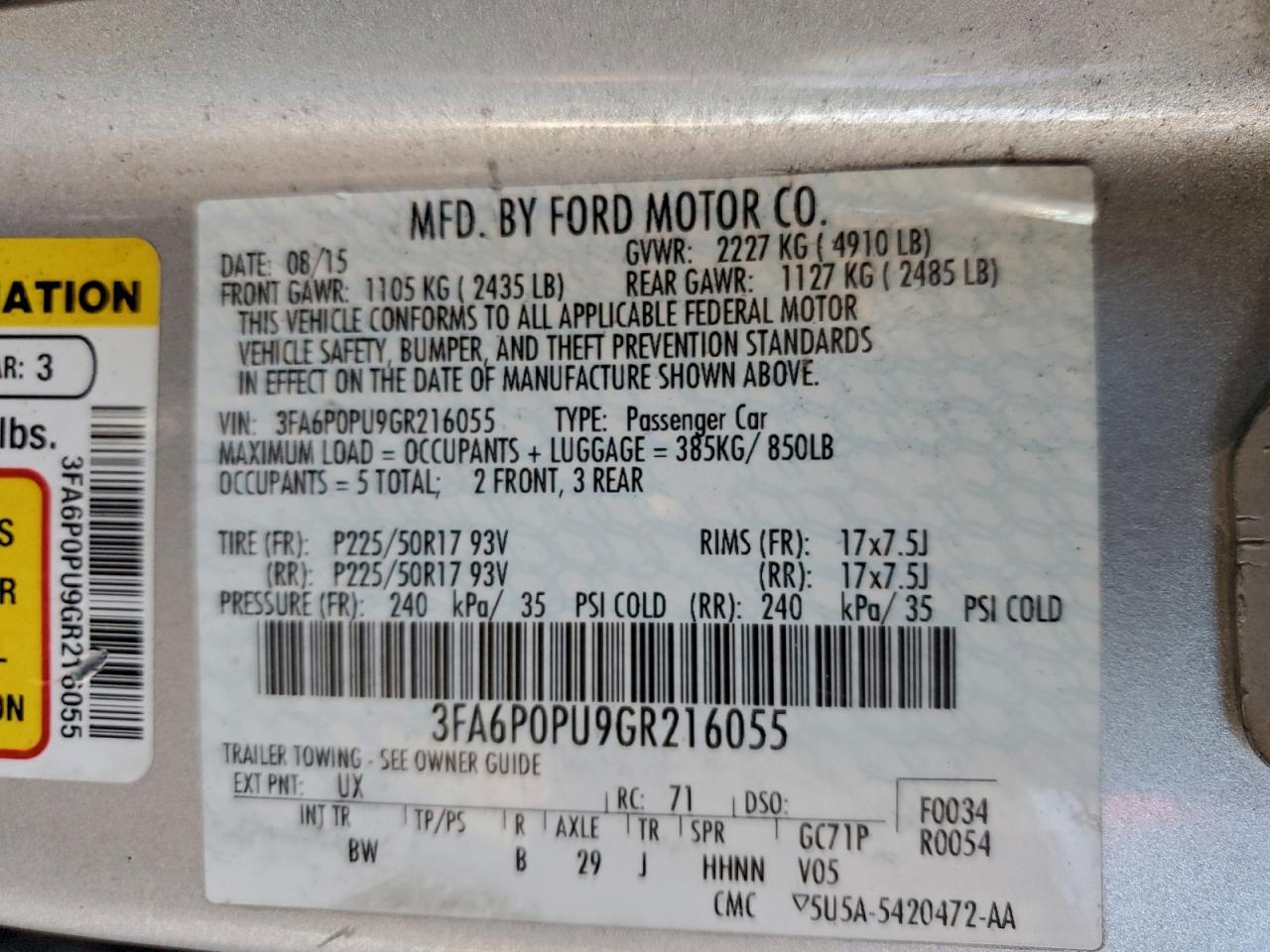 2016 FORD FUSION SE PHEV photo 12
