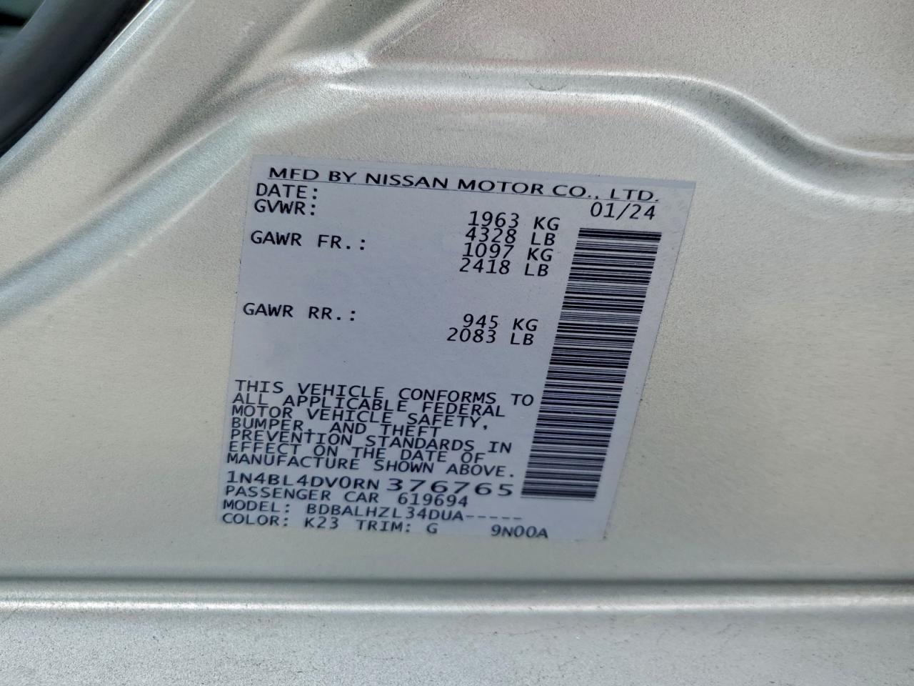 2024 NISSAN ALTIMA 2.5 SV photo 12