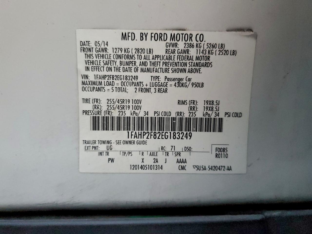 2014 FORD TAURUS photo 12