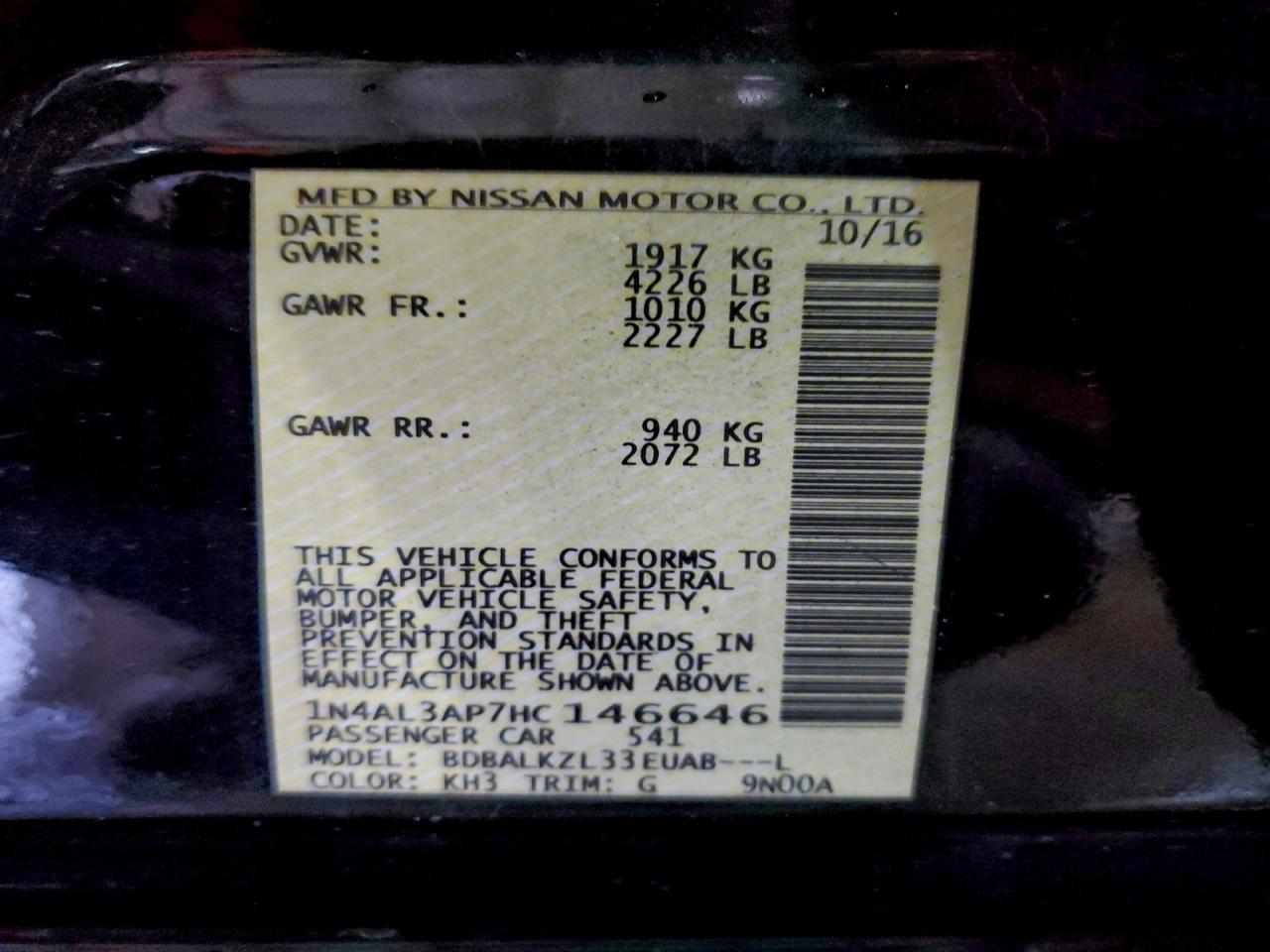 2017 NISSAN ALTIMA 2.5 photo 34