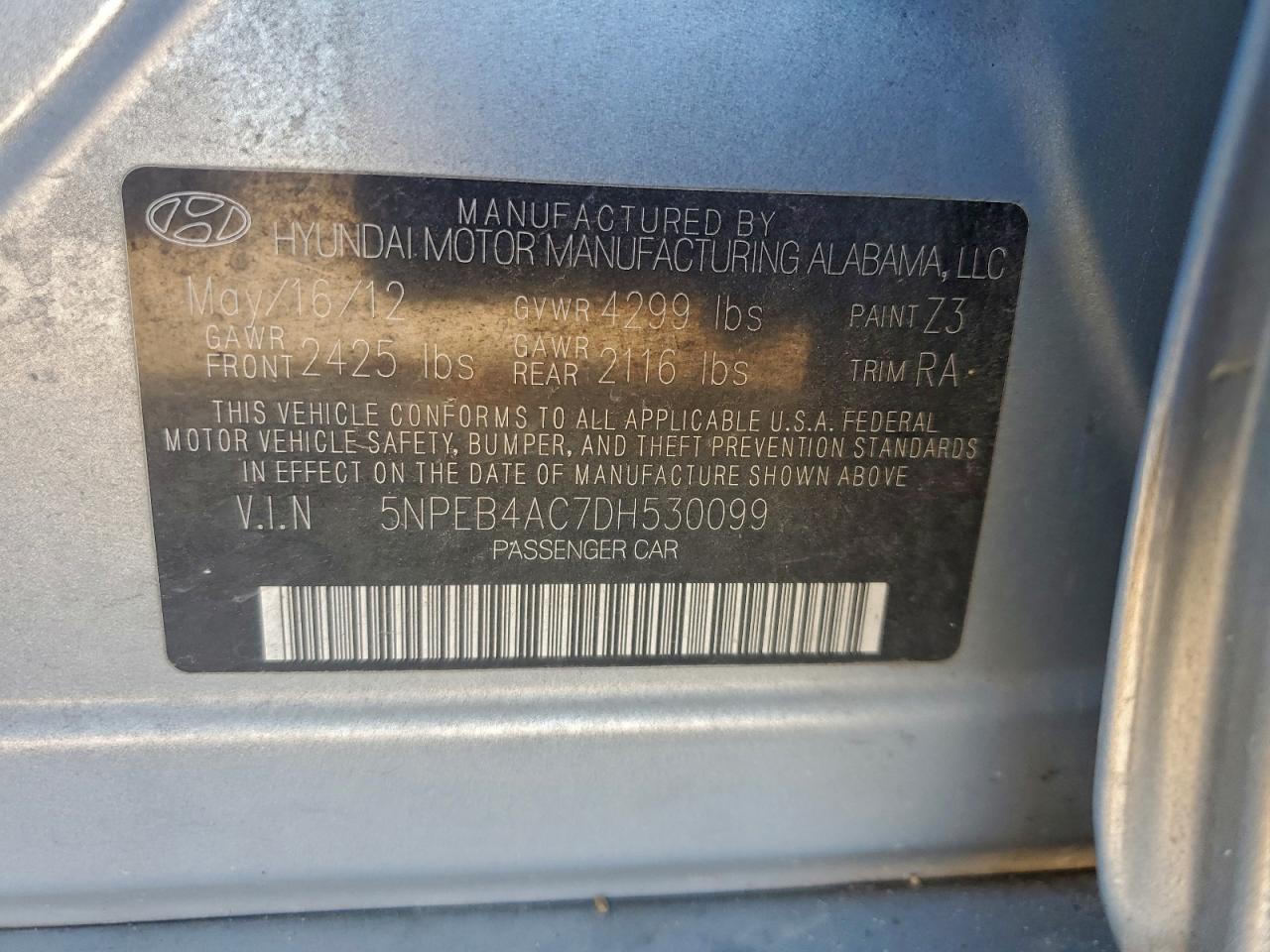 2013 HYUNDAI SONATA GLS photo 12