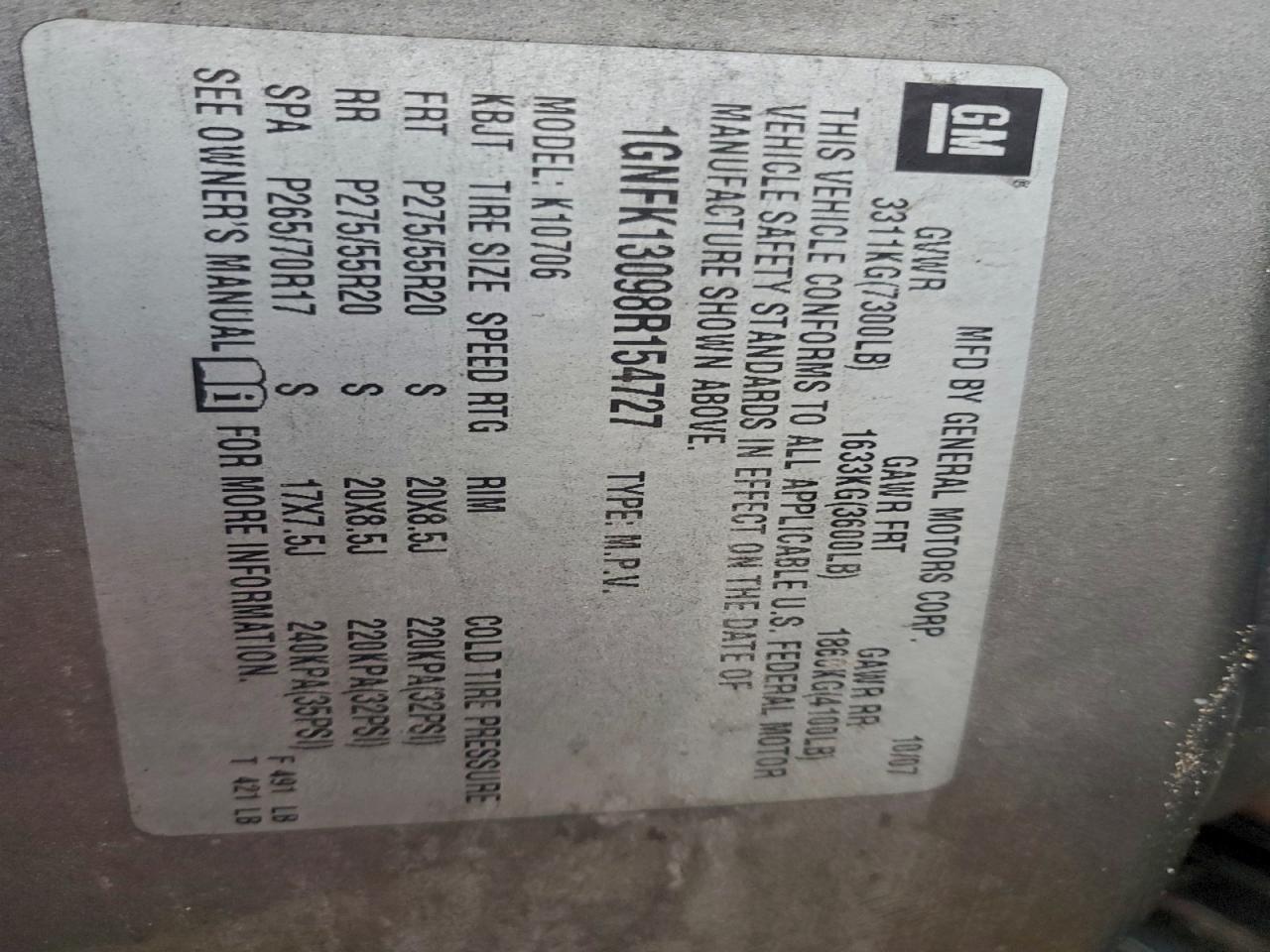 2008 CHEVROLET TAHOE K1500 photo 25