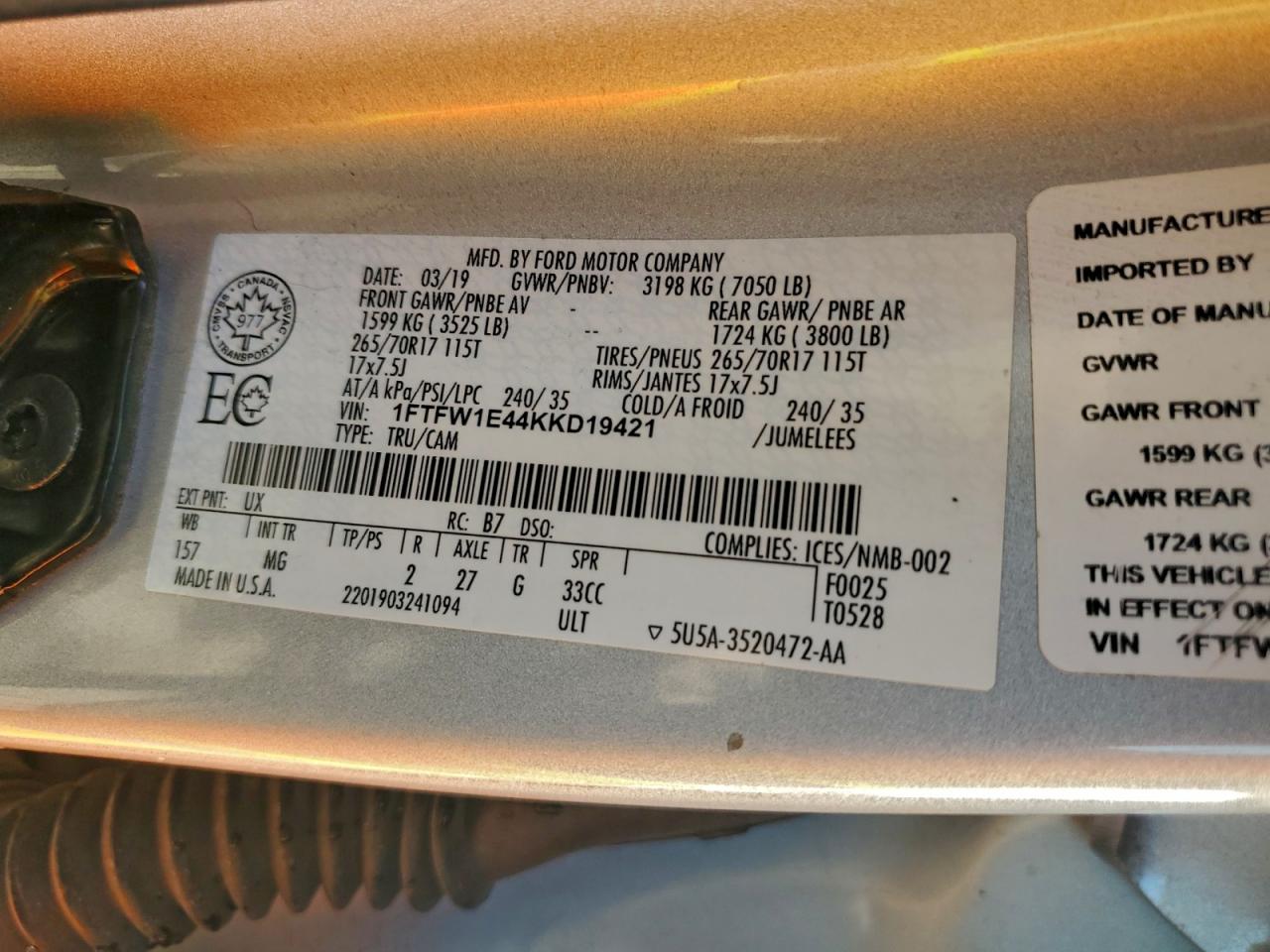 2019 FORD F150 SUPERCREW photo 34