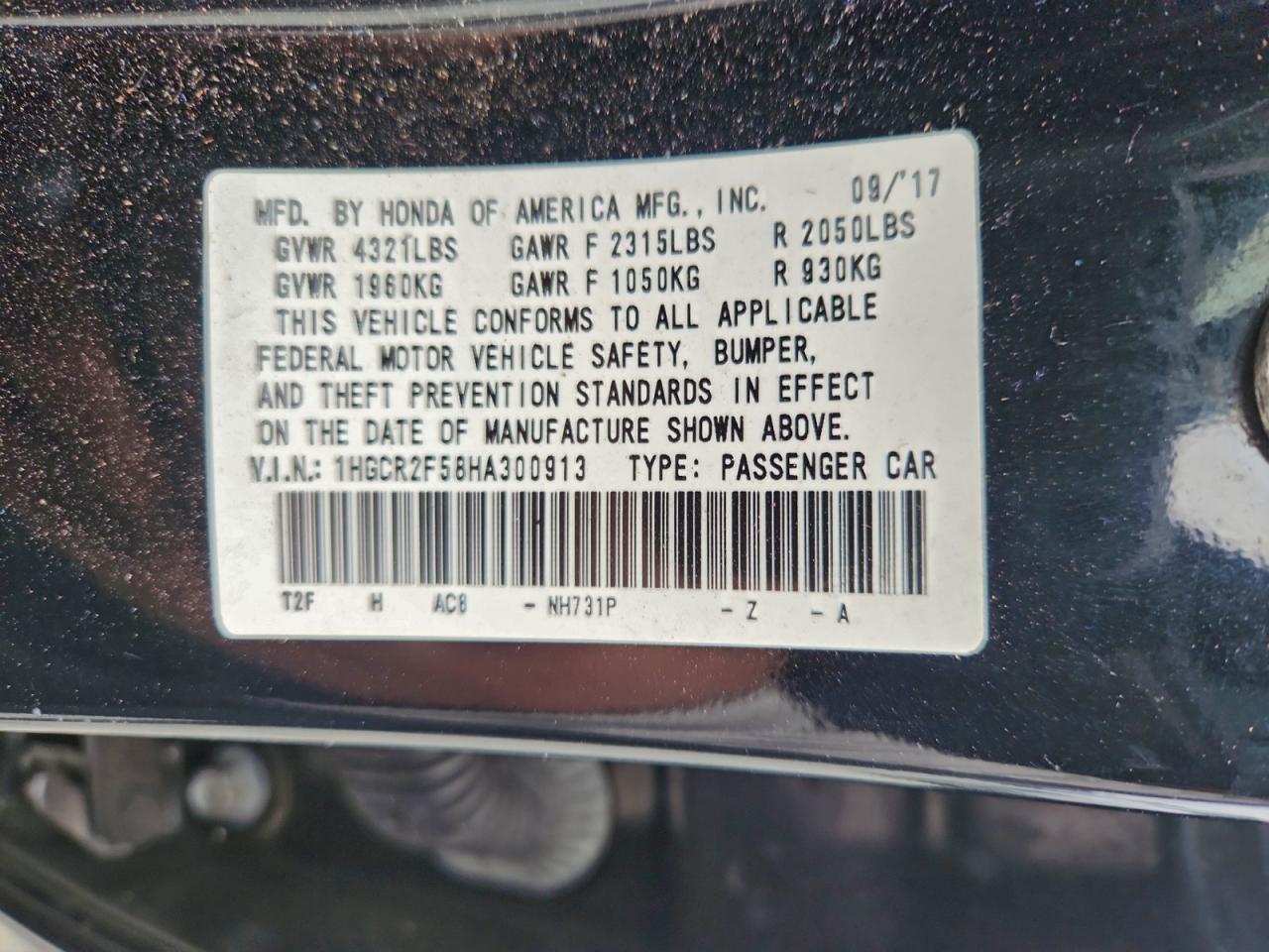 2017 HONDA ACCORD photo 34
