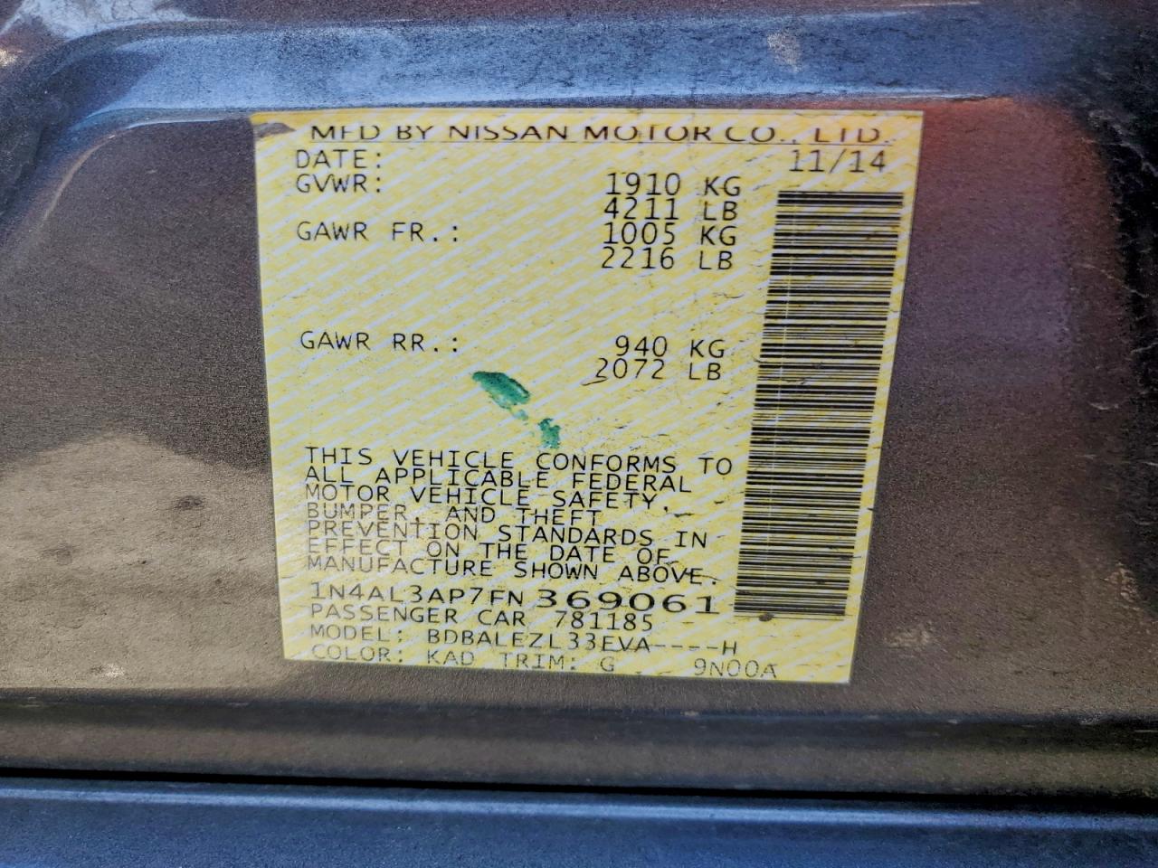 2015 NISSAN ALTIMA 2.5 photo 23