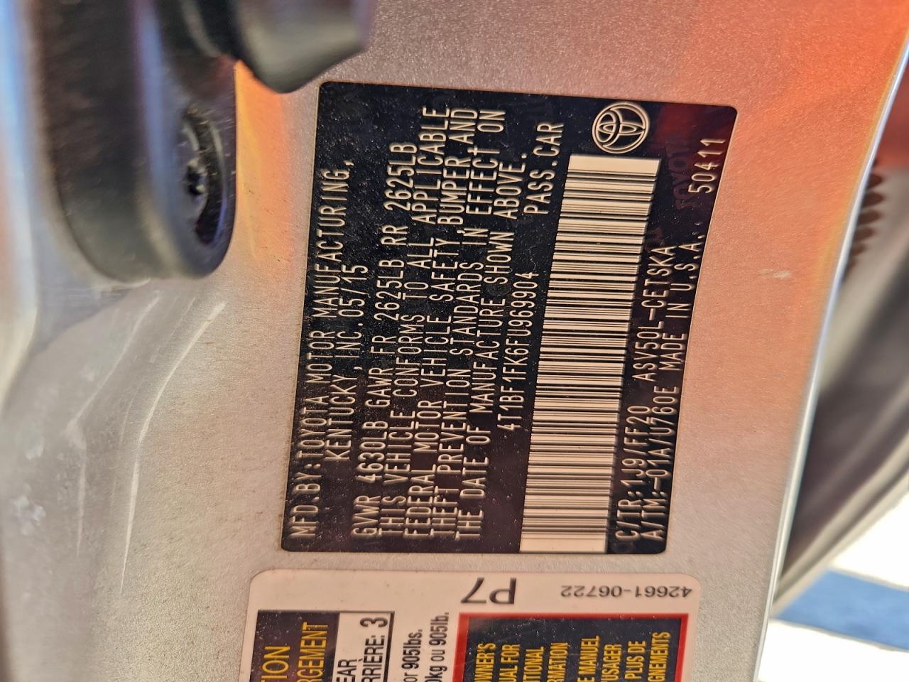 2015 TOYOTA CAMRY SE photo 12