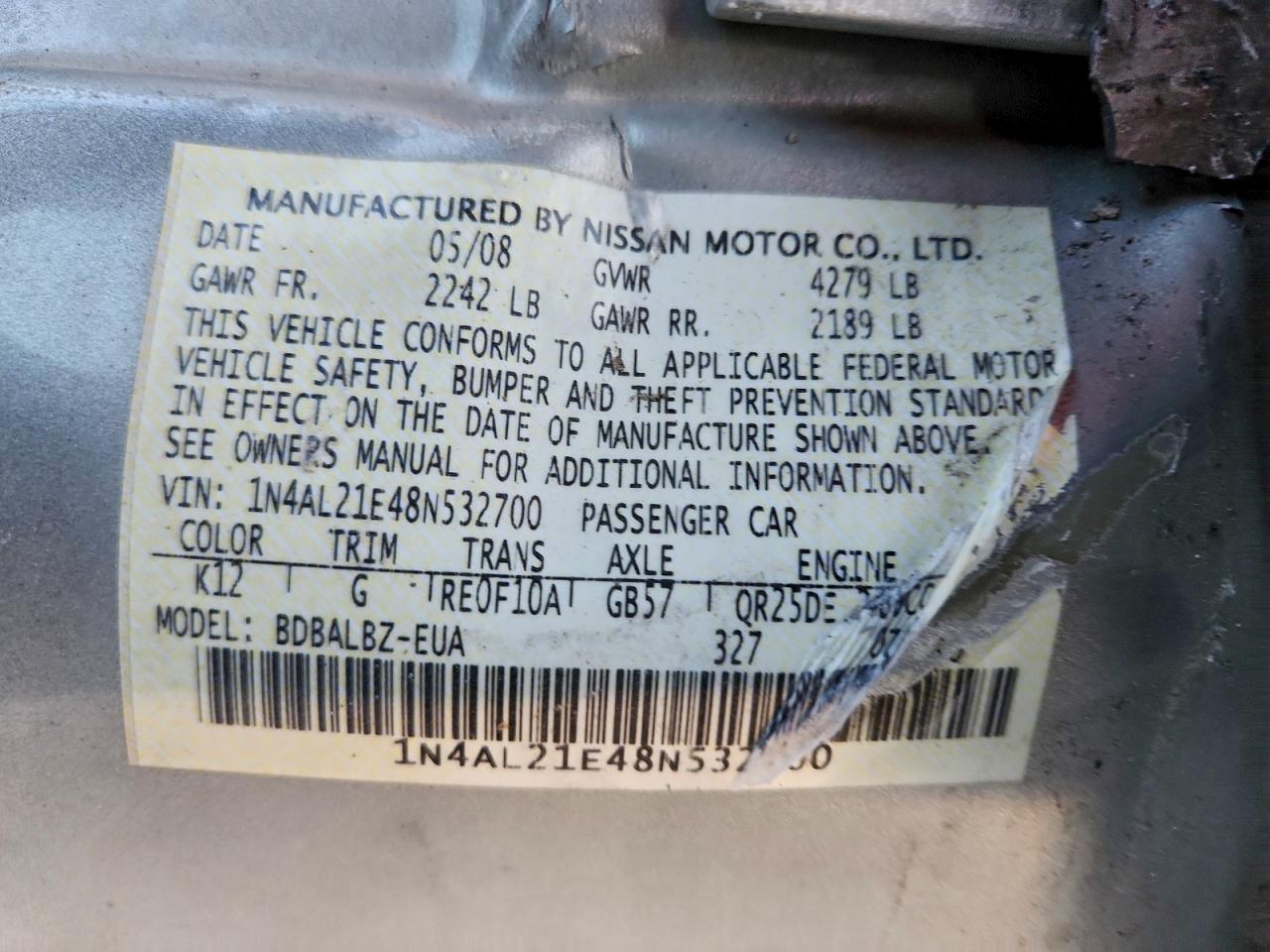 2008 NISSAN ALTIMA 2.5 photo 12